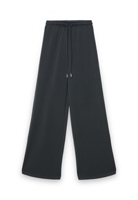 Schwarze Sweatpants mit weitem Bein aus weicher Baumwollmischung, mit elastischem Bund und Kordelzug sowie zwei seitlichen Taschen.