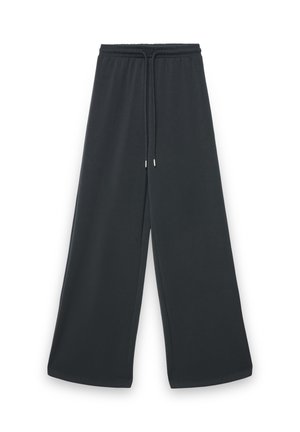 Pantaloni sportivi neri a gamba larga, realizzati in morbida miscela di cotone, con vita elasticizzata con cordoncino e due tasche laterali.