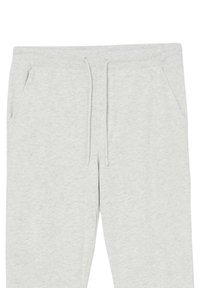 Helle graue Sweatpants mit weichem Material, ausgestattet mit zwei Seitentaschen, einem elastischen Bund und einem Kordelzug.