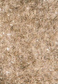 Metallisch getextureerde stof met een lichte gouden tint, versierd met glanzende draden die door elkaar zijn geweven en een sprankelende, gelaagde uitstraling creëren.