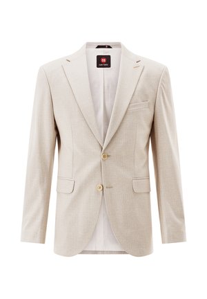 Beiger Herrenblazer mit zwei Knöpfen, Kissingkragen, vorderen Pattentaschen und Brustleistentasche, mit dem Label Club of Gents.