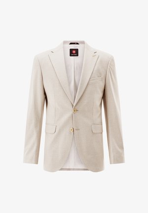 Beiger Herrenblazer mit zwei Knöpfen, Kissingkragen, vorderen Pattentaschen und Brustleistentasche, mit dem Label Club of Gents.