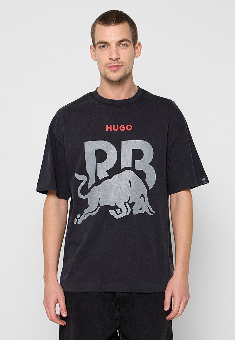 HUGO T-shirt print zwart