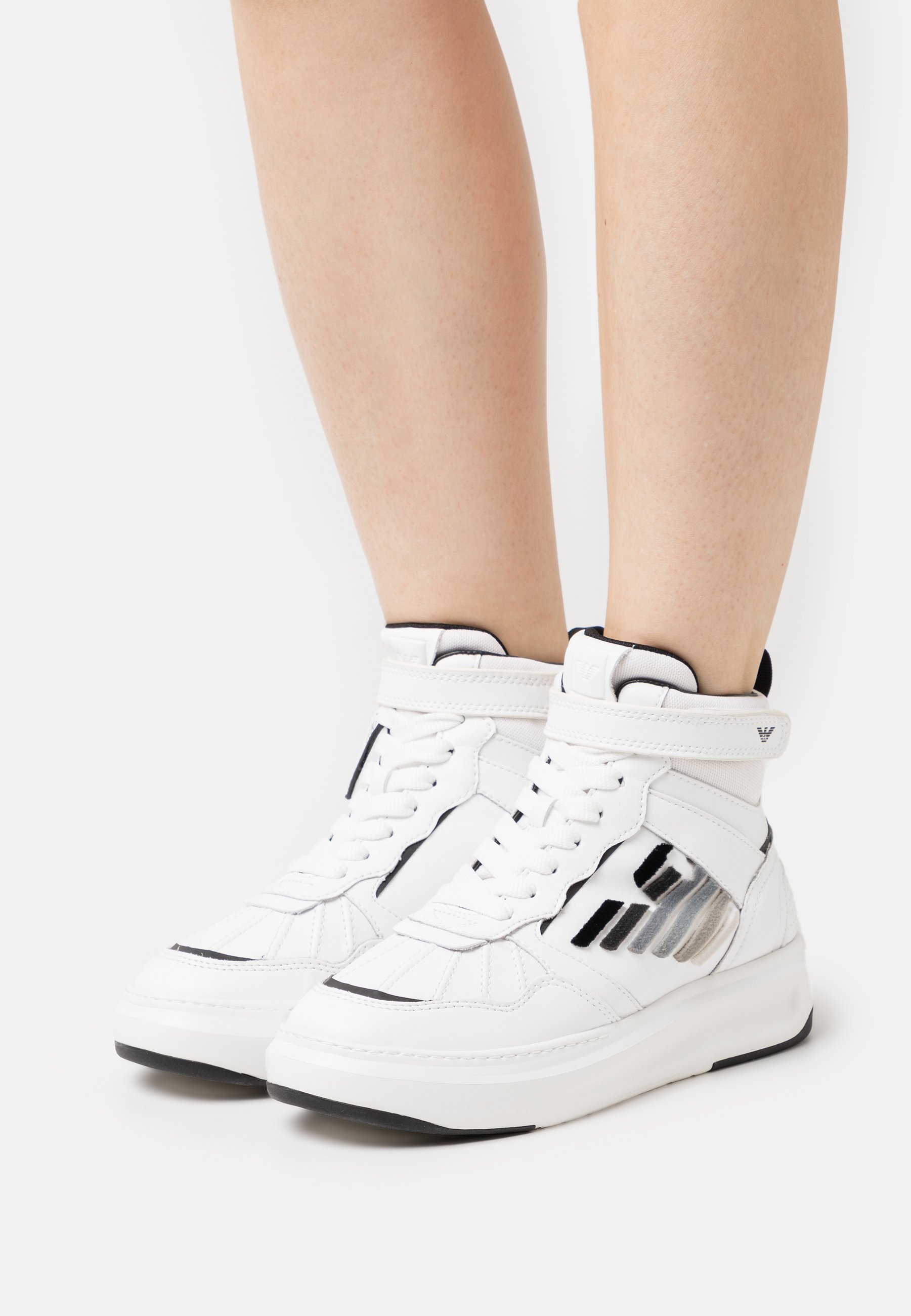 Emporio Armani HANK - Sneakers hoog - white/black/wit - Zalando.nl