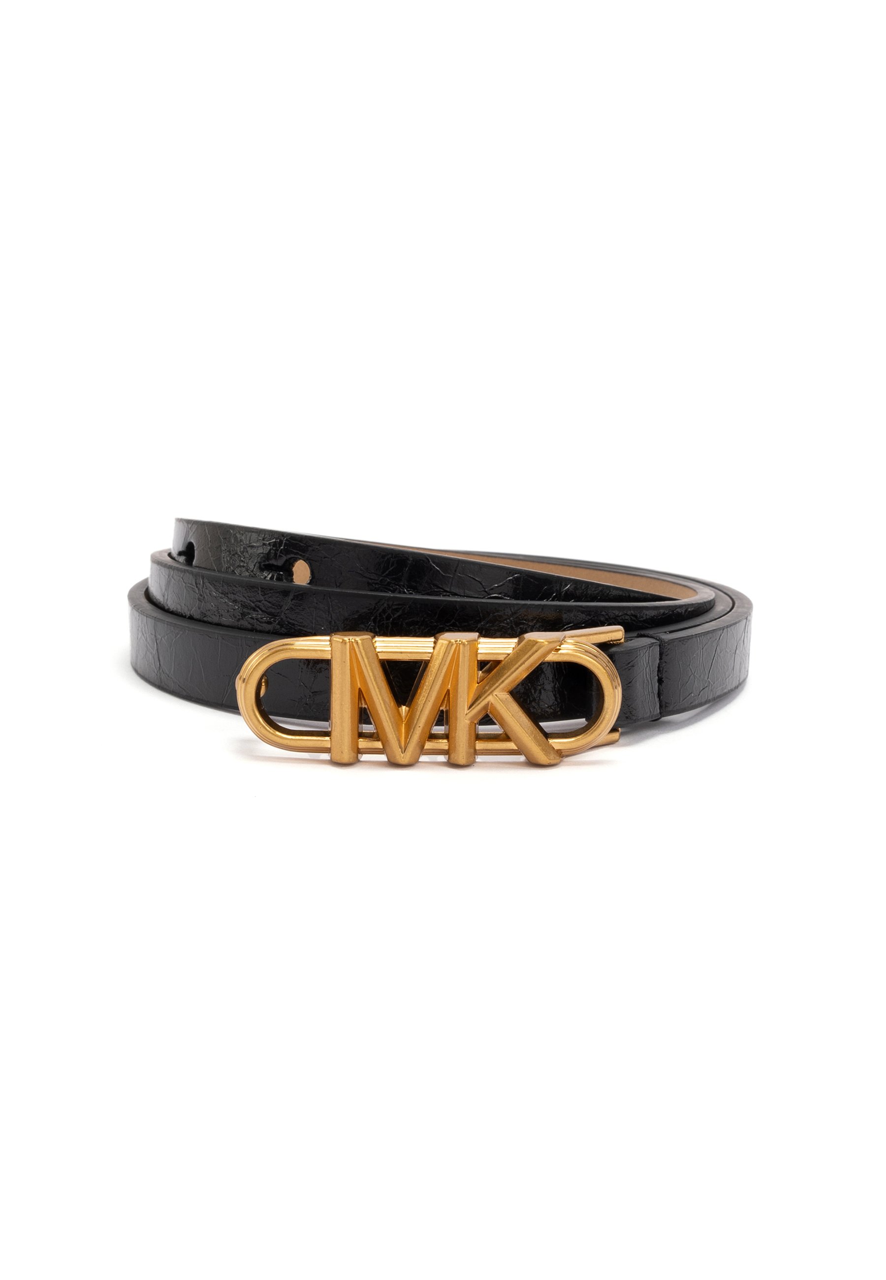 Michael Kors Black Leather Belt Goldtone MK Logo Buckle NEW Michael Kors MK Logo Buckle Reversible Leather Belt | Saks  main image 4