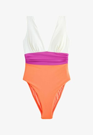 Next, PETITE FIT - PLUNGE TUMMY CONTROL SWIMSUIT . - Swimsuit - pink orange