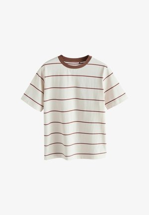 Next, REGULAR FIT - HEAVYWEIGHT CREW NECK T-SHIRT - Print T-shirt - ecru brown stripe