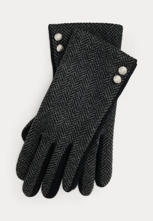 Lauren Ralph Lauren, PLAID BUTTON-TRIM WOOL-BLEND GLOVES - Gants - dark grey