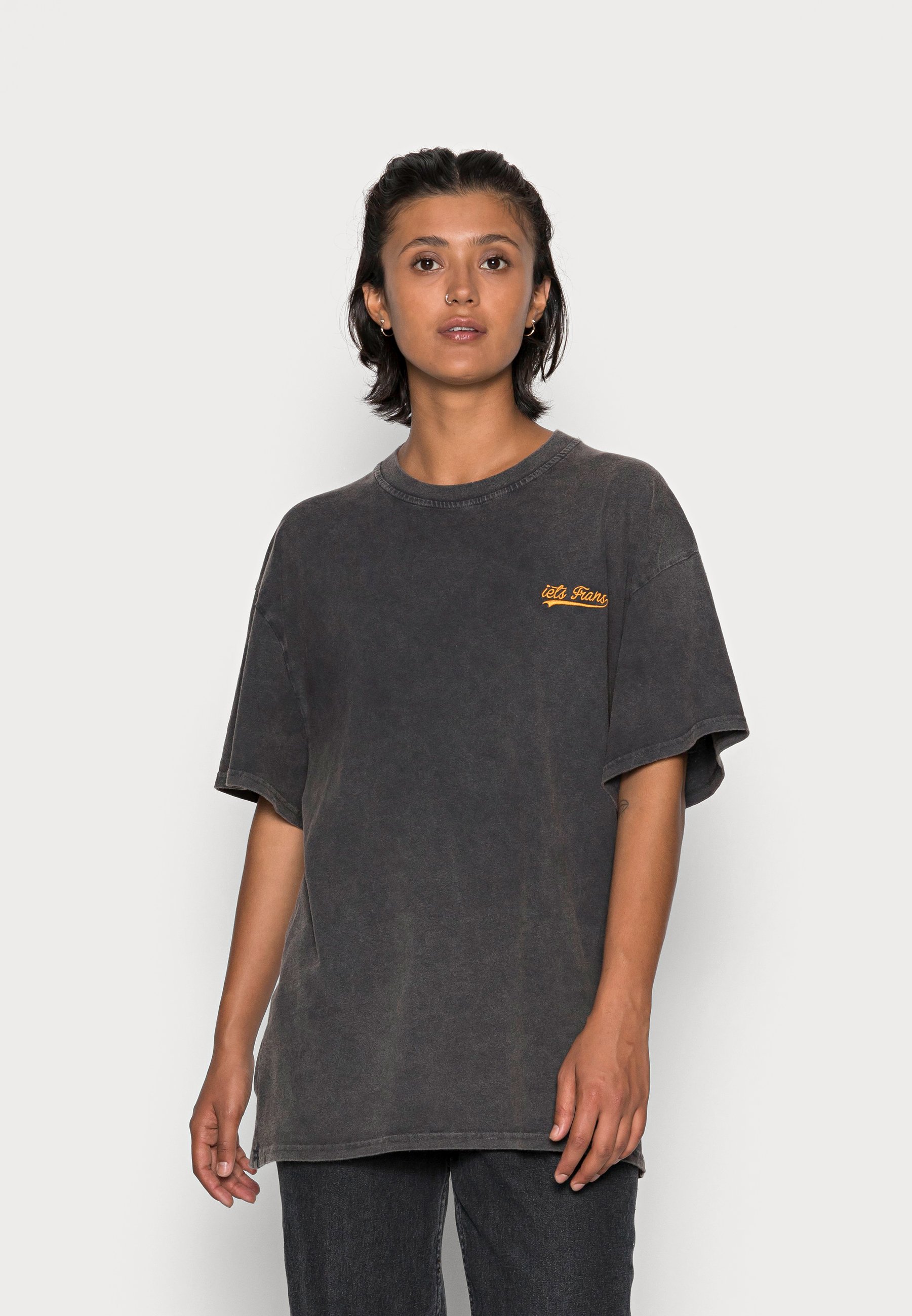 iets frans BOYFRIEND TEE - T-shirt basic - charcoal asphalt/Donkergrijs  - Zalando.nl