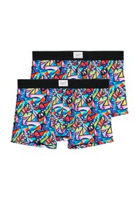 Pack of two men's boxer briefs with a multicolored geometric pattern. Made of soft fabric, featuring a black elastic waistband.
