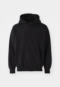 Felpa con cappuccio nera realizzata in un mix di cotone. Dotata di tasca a marsupio, polsini a coste e un piccolo logo ricamato sul petto.