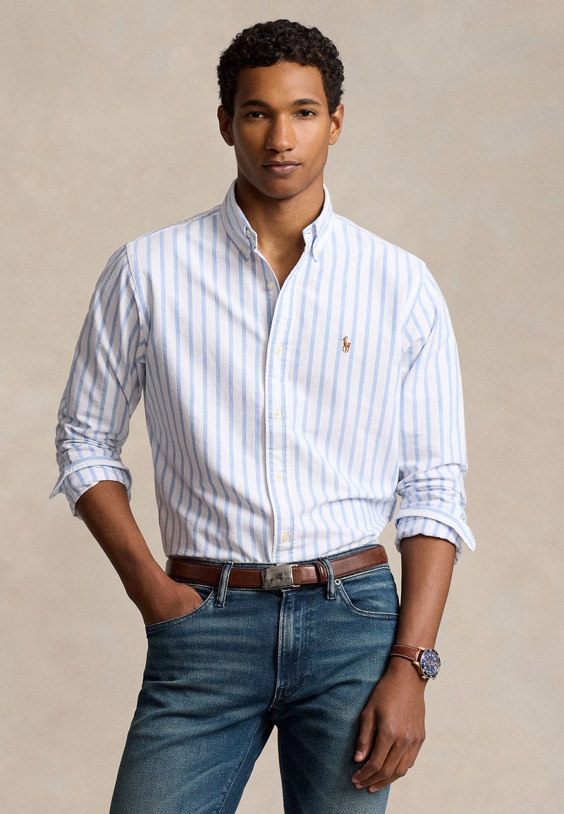 Polo Ralph Lauren STRIPED OXFORD SHIRT - Cămașă - white/blue