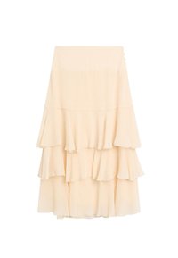 Massimo Dutti LONG RUFFLED WITH SASH - Gonna a campana - beige