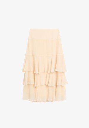 Massimo Dutti LONG RUFFLED WITH SASH - A-Linien-Rock - beige