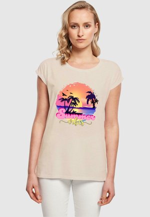 SUMMER VIBES SUNSET EXTENDED SHOULDER - Print T-shirt - whitesand