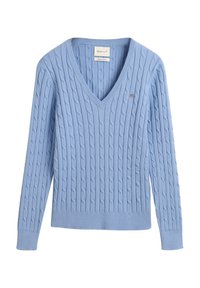 STRETCH CABLE V-NECK - Svetr - clear sky