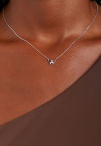 Zilveren vlinderketting met een delicate ketting, voorzien van een kleine edelsteen in het midden en verfijnde details op de vleugels.