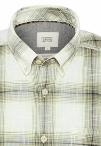 Geruite blouse in beige en groene tinten, gemaakt van katoen, met een button-down kraag, regular fit, en met twee knopen aan de voorkant en een borstzak.