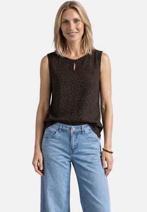 Street One BLUSENTOP MIT RUNDHALS UND CUT-OUT-DETAIL - Blouse - molten earth