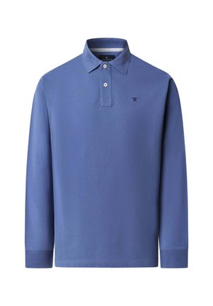 Dlhá bavlnená polokošeľa svetlomodrej farby s klasickým golierom, zapínaním na tri gombíky a vyšívaným logom na hrudi.