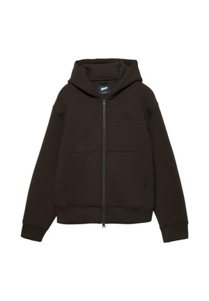 PULL&BEAR Športna jopa s kapuco na zadrgo - mottled dark brown