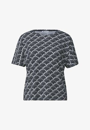 Street One, SHORT-SLEEVE SHIRT WITH ROUND NECK AND PRINT, granatowy