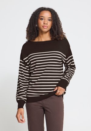 ICHI, IHLULS BOAT NECK LONG SLEEVE - Pullover - ch torte oatmeal stripe