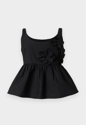 FLORAL SHIRTING PEPLUM - Top - jet black