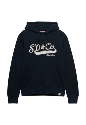 Superdry & Co, SUPERDRY SD&CO WASHED EMBROIDERED RELAXED HOODIE.. - Felpa con cappuccio - eclipse navy
