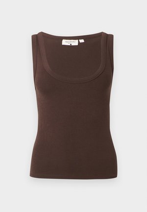 Gina Tricot, SUPER STRETCH SCOOP NECK TANK - Μπλούζα - seal brown