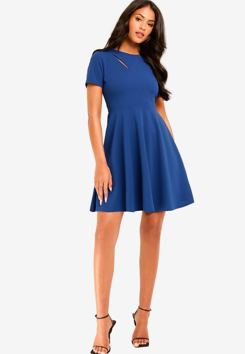 Lipsy SHORT SLEEVE SPLICE CUT OUT SKATER- REGULAR FIT - Rochie de zi - blue