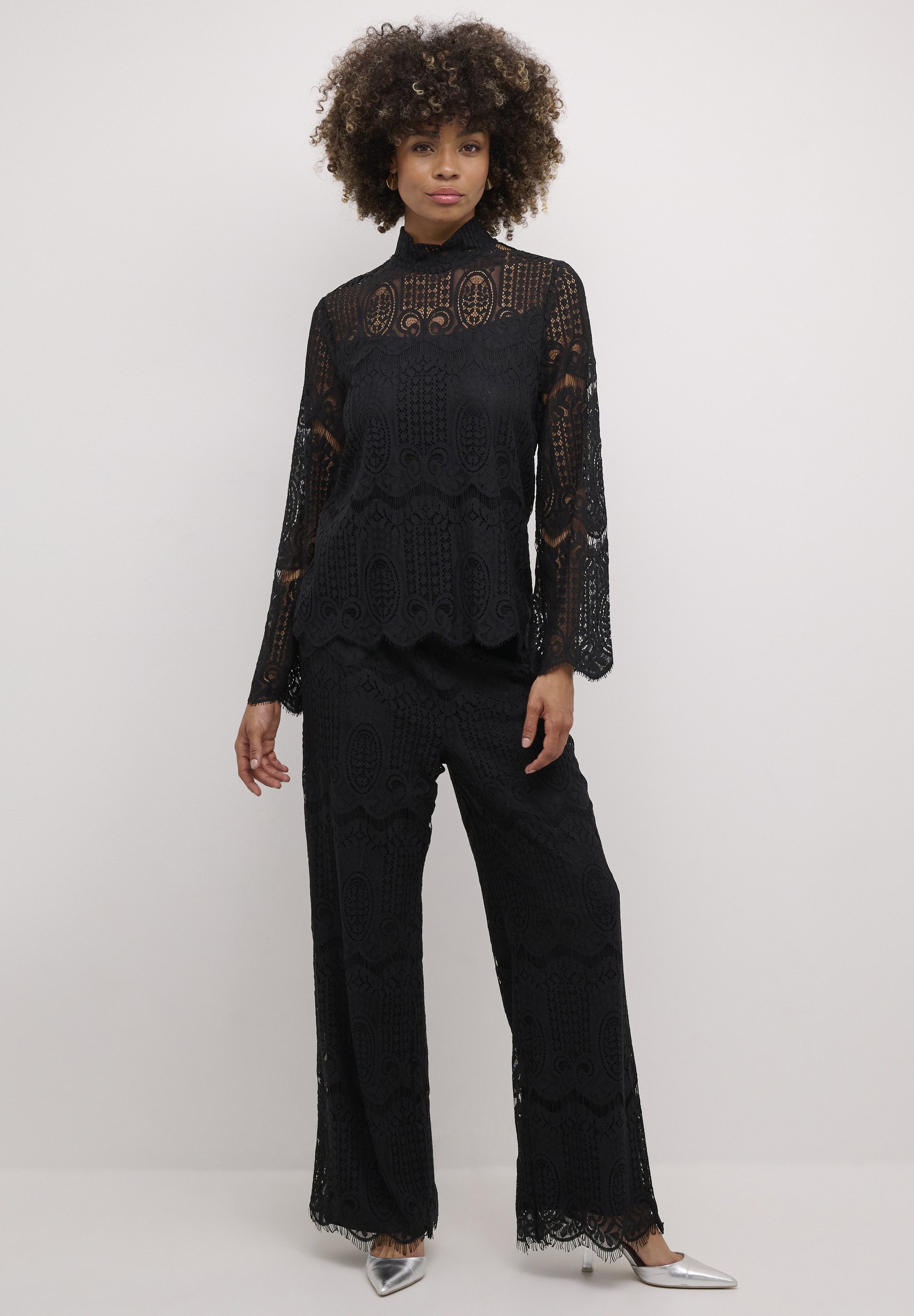 boohoo crochet lace peplum bell sleeve top