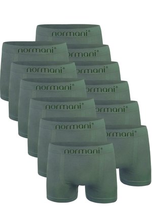 Grüne Baumwoll-Boxershorts mit elastischem Bund und "normani"-Logo, glatter Textur und tailliertem Schnitt. Packung mit zwölf.