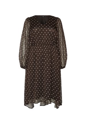 Zizzi, KLEID AUS CHIFFON MIT BLUMENMUSTER UND LANGEN ÄRMELN - Φόρεμα ημέρας - braun