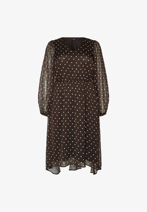 Zizzi, KLEID AUS CHIFFON MIT BLUMENMUSTER UND LANGEN ÄRMELN - Jurk - braun