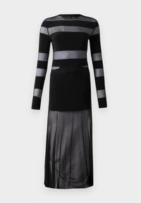 SPLICED LONG SLEEVE FLARED GOWN SKIRT - Maxi ruha - black