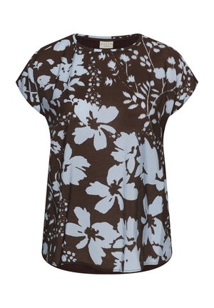 Kaffe Curve, KCMILA PRINTED BLOUSE - T-Shirt print - coffee bean blue fog flower