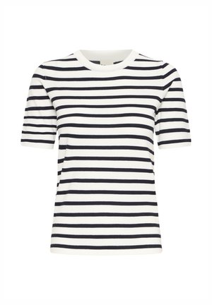 ICHI, IHLULS ONECK SS - T-shirts basic - small white total ec stripe