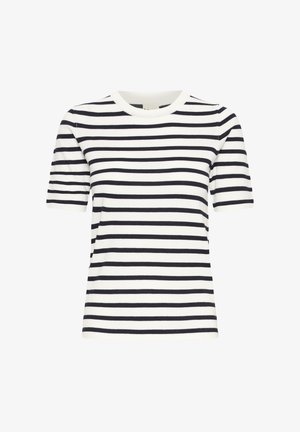 ICHI, IHLULS ONECK SS - T-shirts basic - small white total ec stripe