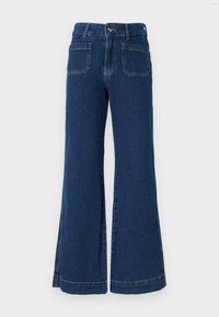 ONLJUICY WIDE POCKET - Wide leg - dark blue denim