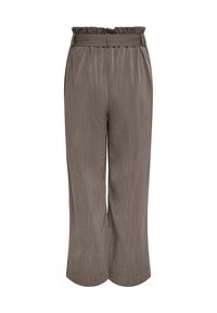 Καφέ φαρδιά παντελόνια με υφή, με ψηλή, σούρες μέση και χωρίς εμφανείς τσέπες.
