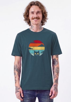 watapparel, RETRO SUNSET CAT UNISEX - T-shirt imprimé - stargazer