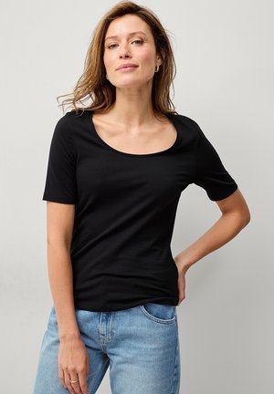 MIT TIEFEM AUSSCHNITT - Basic T-shirt - schwarz