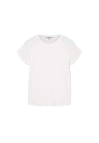 T-shirt bianco a maniche corte con scollo rotondo, realizzato in tessuto leggero con una sottile texture e un fit rilassato.