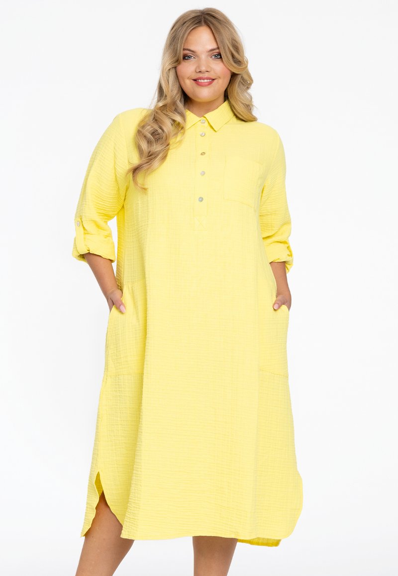 YOEK WITH COLLAR - Blusenkleid - yellow