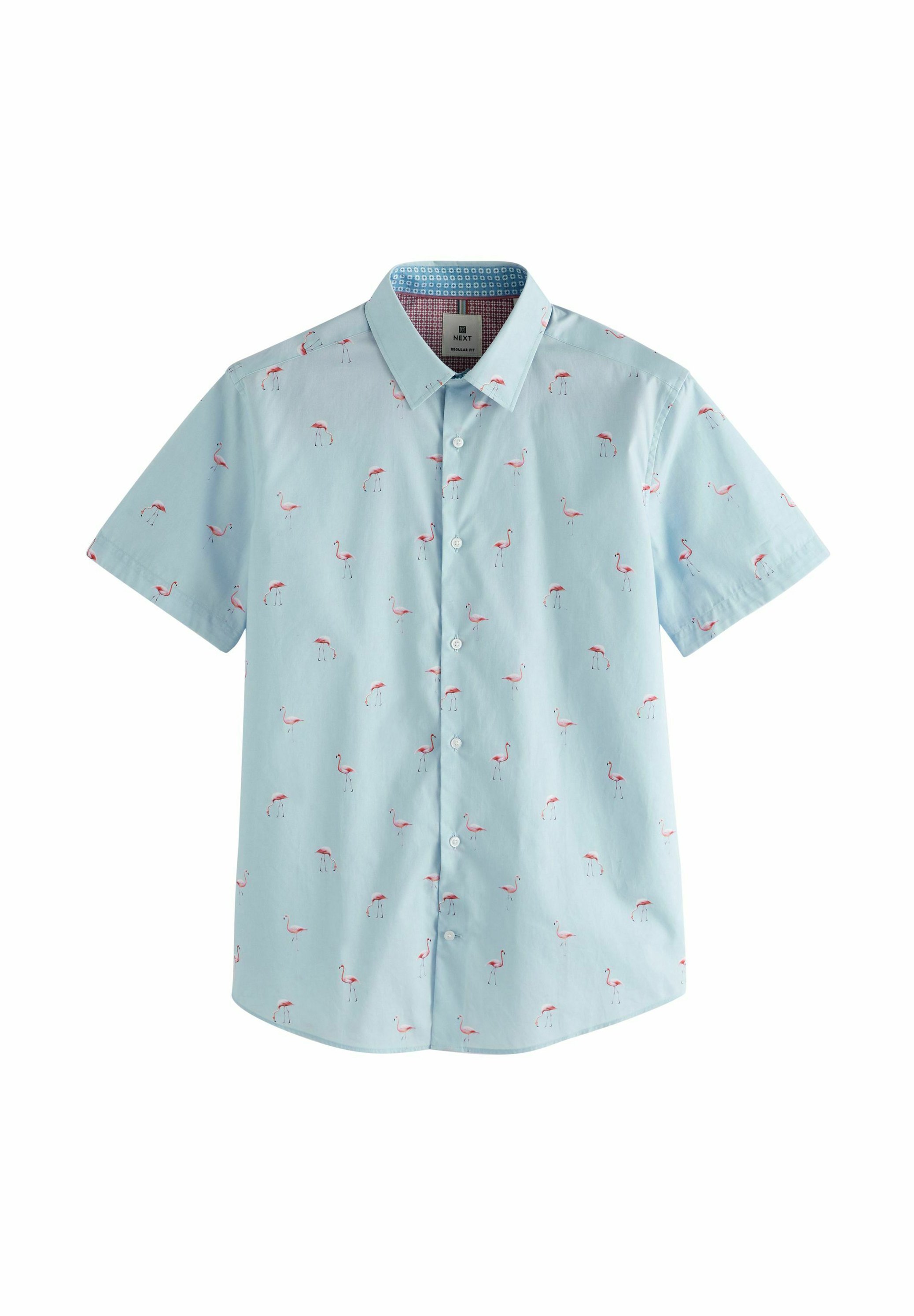 Next SHORT SLEEVE - REGULAR FIT - Shirt - light blue flamingo/blue - Zalando