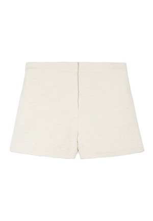 Off-white teksturerede stof dame shorts med høj talje, lige kant og central søm bagpå.