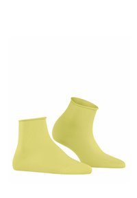 Knöchelsocken in hellgelb, aus glattem Material mit einem eng anliegenden Bündchen. Das Design hat eine klassische Form und eine nahtlose Zehenpartie.