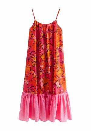 Next REGULAR FIT - STRAPPY TIERED MIDI - Beach accessory - red orange floral