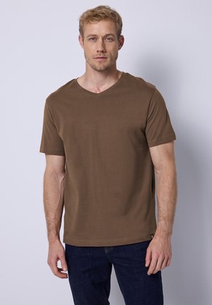 BASIC V-NECK - T-shirt basique - braun